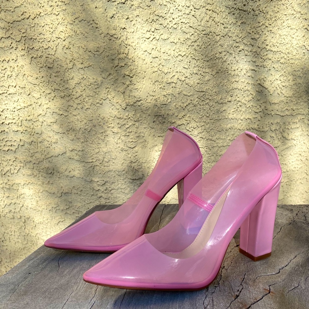 Nasty Gal clear pink heels
